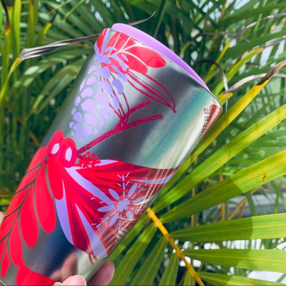 ❌SOLD❌ Starbucks Silver Red Holly Pinecone Ceramic Tumbler Hot Cup 12oz Holiday - Picture 4 of 12